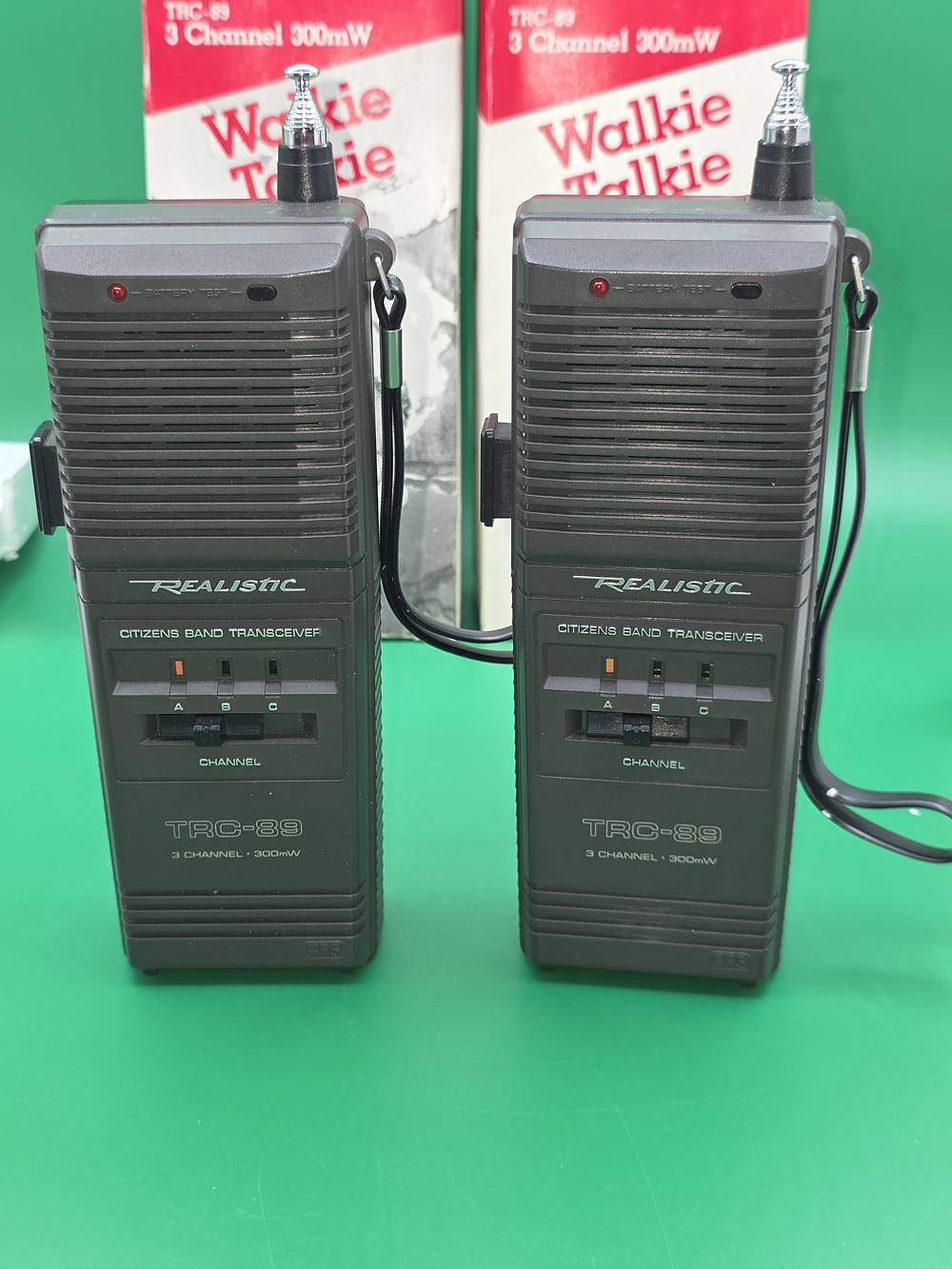 TRC-89 Twin Pack Walkie Talkies — Gray Portable 3-Channel Transceivers